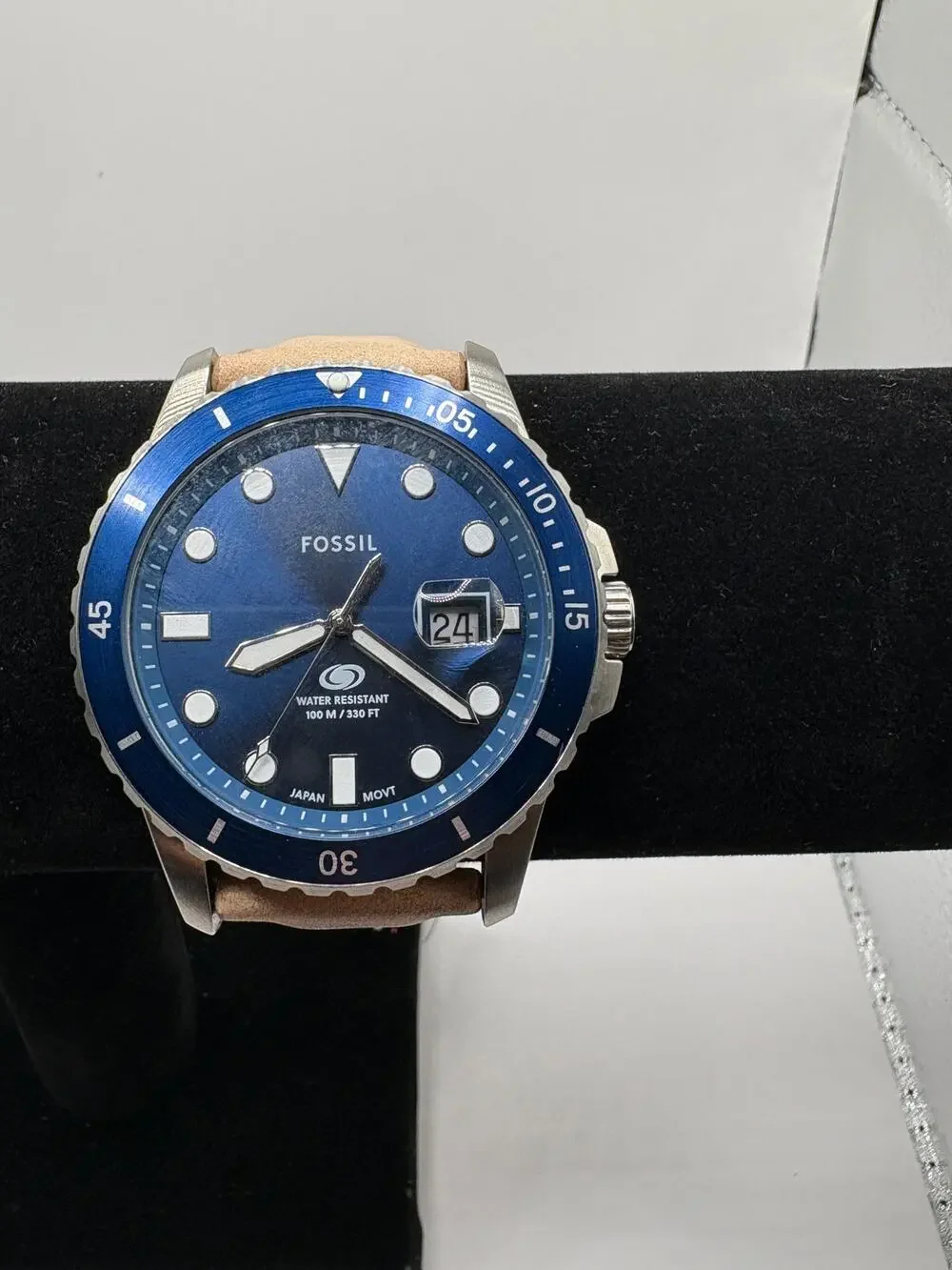 Fossil Blue Dive Three-Hand Date Stainless Steel Watch - Leather Band